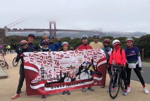 Sambut HUT RI ke-76: WNI Pencinta Sepeda di Amerika Gowes Bareng Seberangi Golden Gate, Rutenya Ajib Banget!